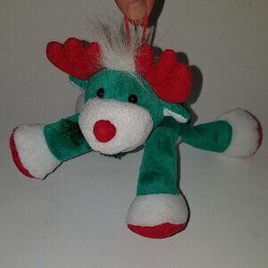 VTG Stuffins Green Prancer Reindeer Bean Bag Plush 6" Stuffed Toy Ornament 1997